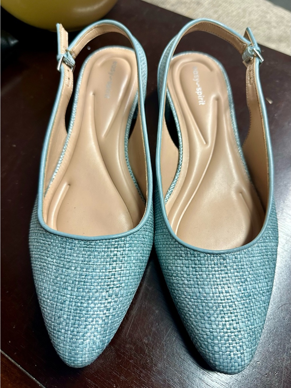 Easy Spirit Teal Woven Slingback Flats